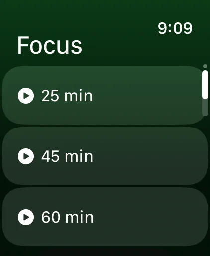 Apple Watch: focus timer presets