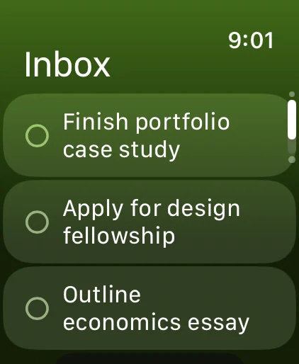 Apple Watch: inbox tasks