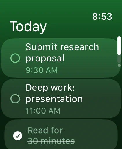 Apple Watch: today's tasks